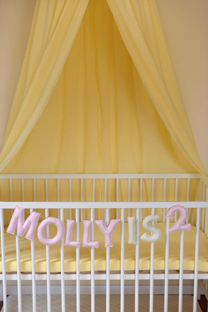 Pastel Pink Personalized Felt Name Banner With Scalloped Letters - Handmade Nursery, Playroom & Party Decor