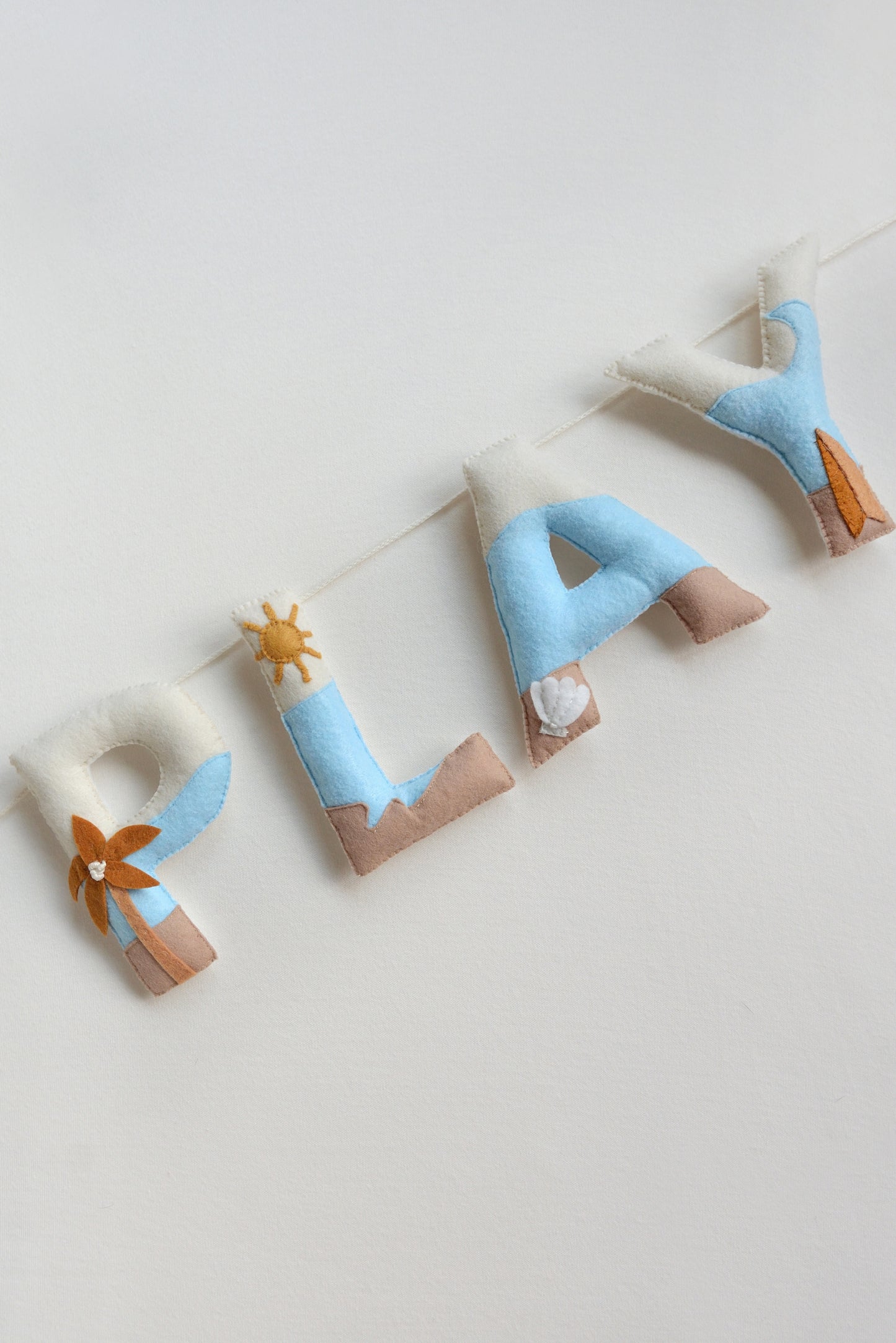 Sunny Surf PLAY Felt Banner - Handmade Coastal Playroom Wall Decor