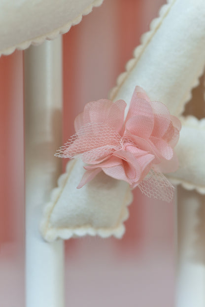 Romantic Ivory Personalized Felt Name Banner with Scalloped Letters - Handmade Nursery, Playroom & Party Decor