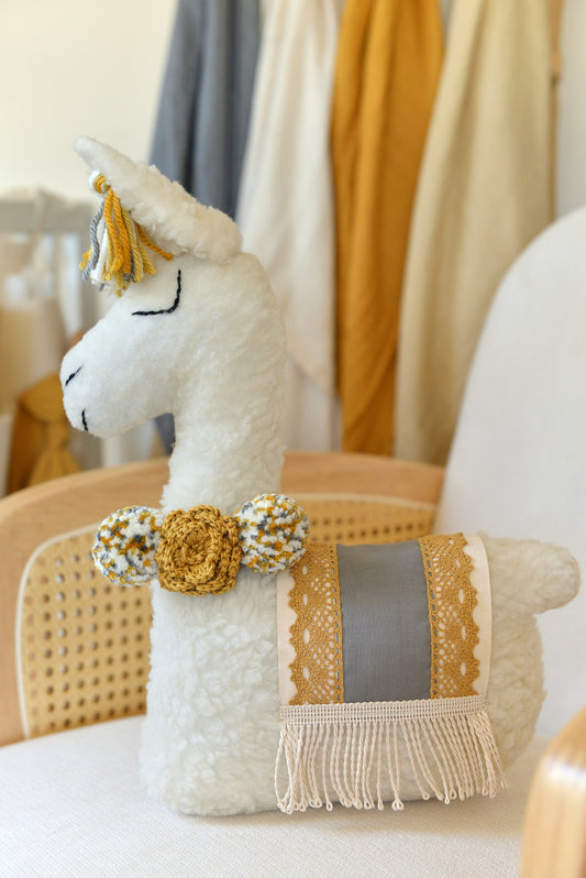 Ash, the Llama - Handmade Boho Decor Pillow