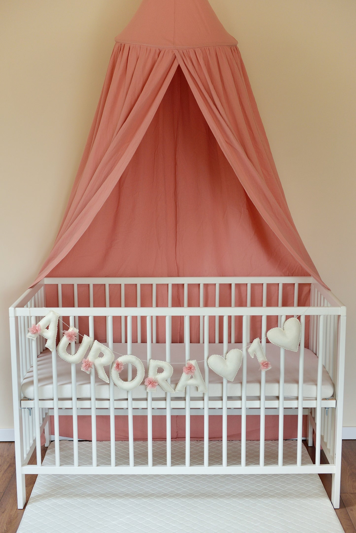 Romantic Ivory Personalized Felt Name Banner with Scalloped Letters - Handmade Nursery, Playroom & Party Decor