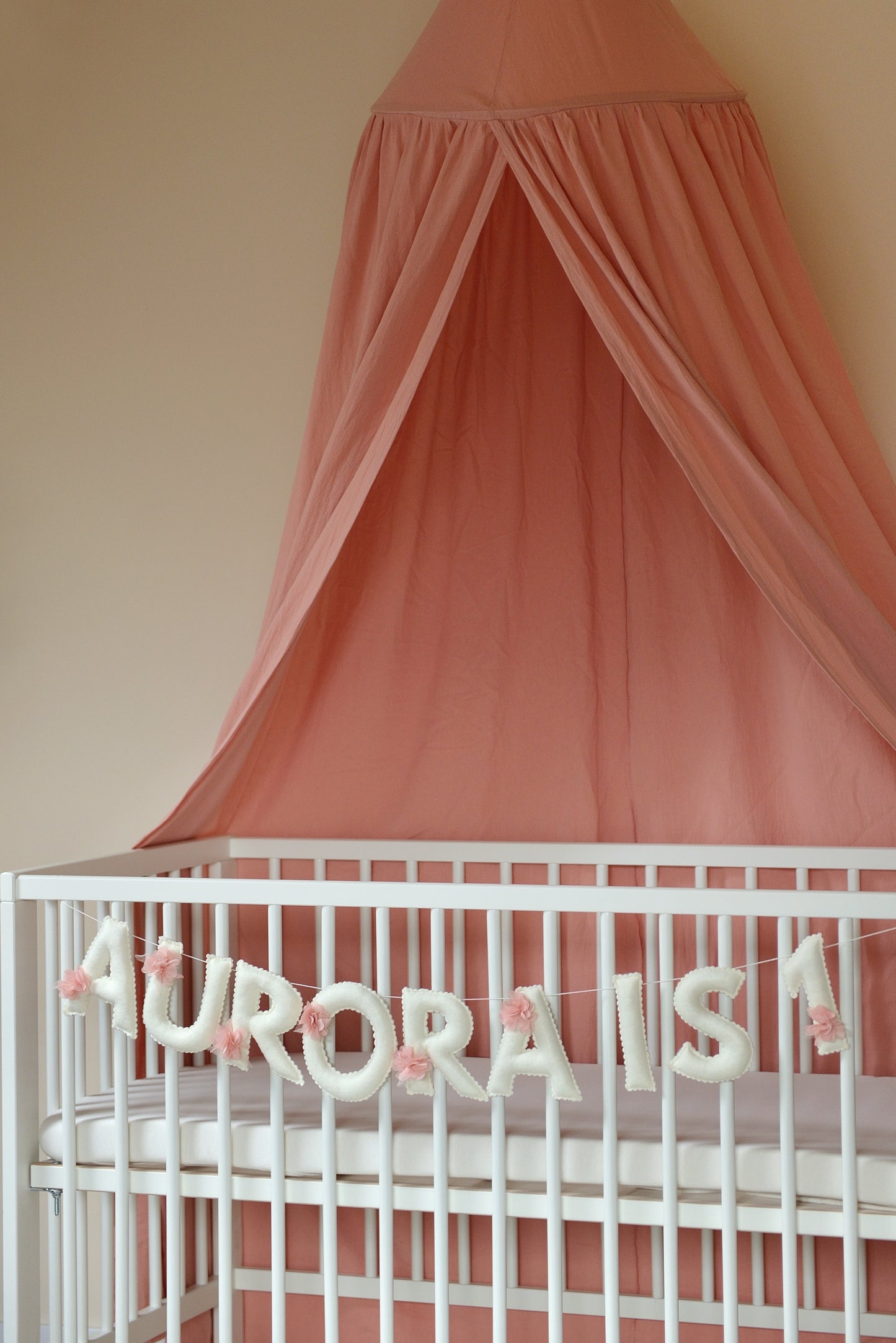 Romantic Ivory Personalized Felt Name Banner with Scalloped Letters - Handmade Nursery, Playroom & Party Decor
