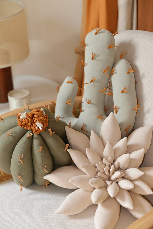 Light Sage, Khaki and Light Beige Cactus Pillow Set