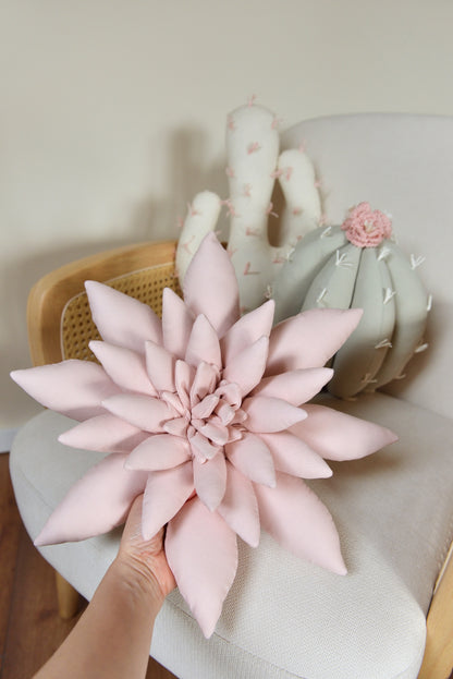 Sage, Pink and Offwhite Cactus Pillow Set