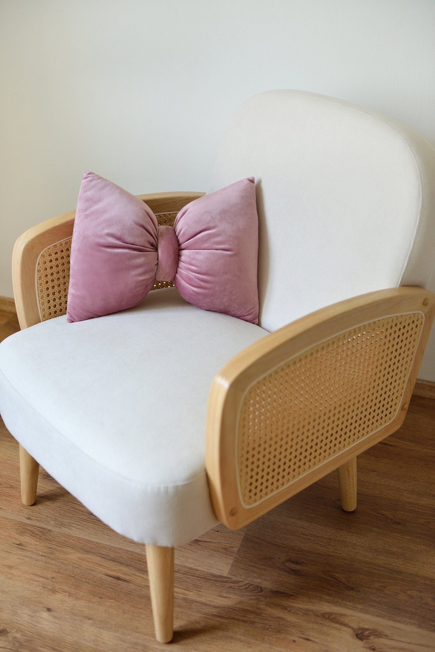 Bow Velvet Decor Pillow - Coquette Nursery and Room Decor