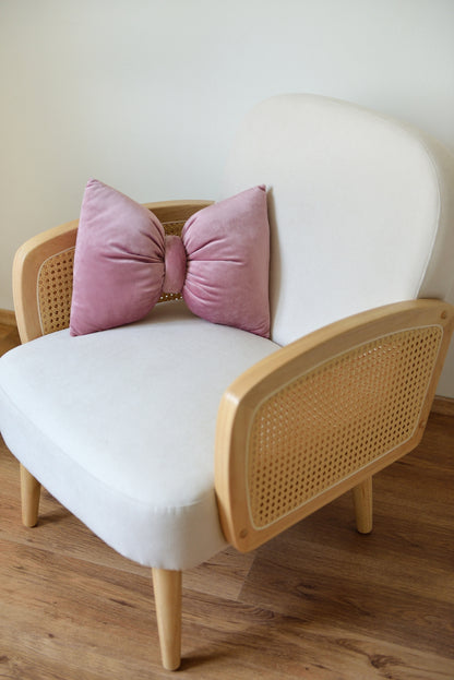 Bow Velvet Decor Pillow - Coquette Nursery and Room Decor