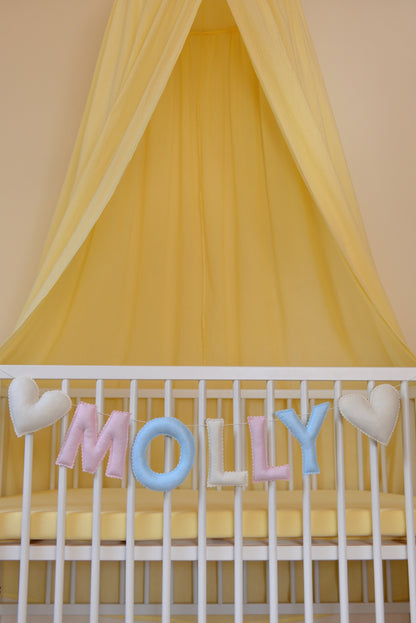 Mixed Pastel Personalized Felt Name Banner With Scalloped Letters - Handmade Nursery, Playroom & Party Decor