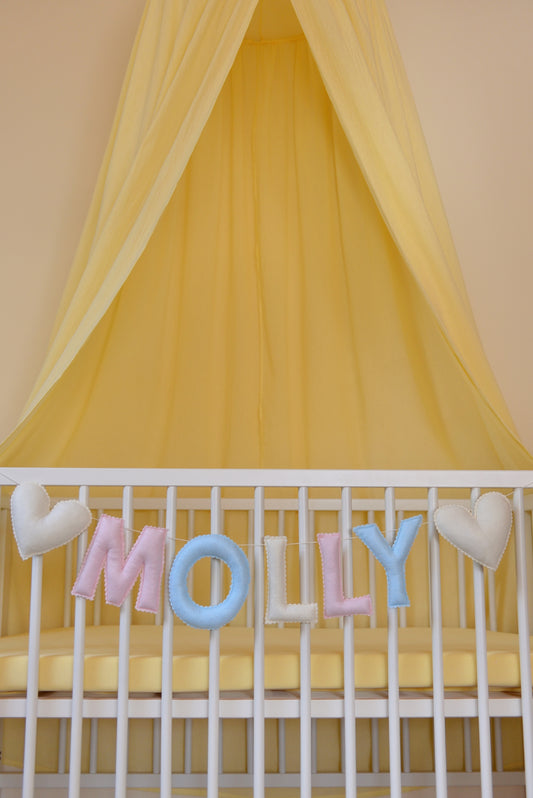 Mixed Pastel Personalized Felt Name Banner With Scalloped Letters - Handmade Nursery, Playroom & Party Decor