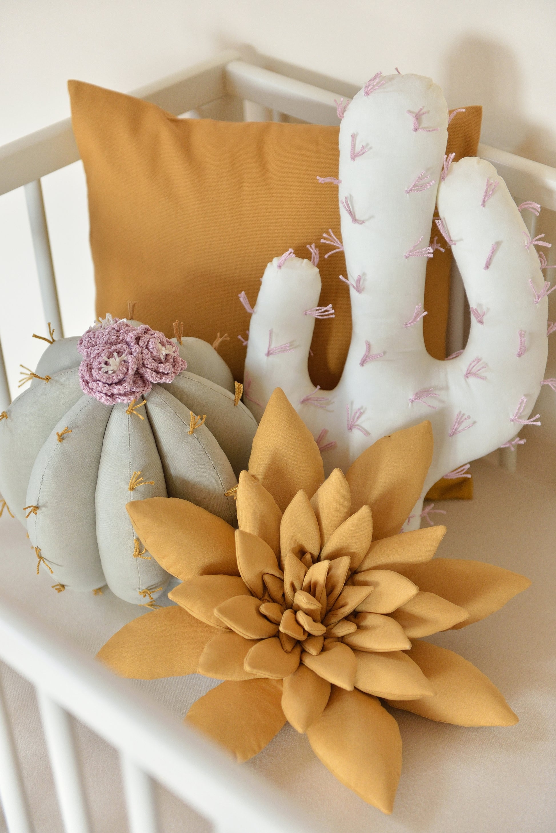 Light Sage, Lilac and Offwhite Cactus Pillow Set – Boho Baby Heaven
