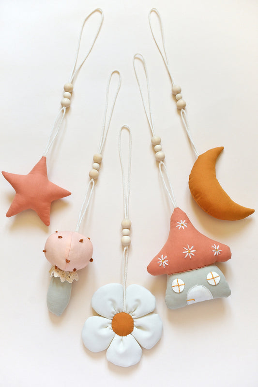 Pastel Cottagecore Mushroom Village Baby Play Gym Toys