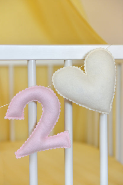 Pastel Pink Personalized Felt Name Banner With Scalloped Letters - Handmade Nursery, Playroom & Party Decor