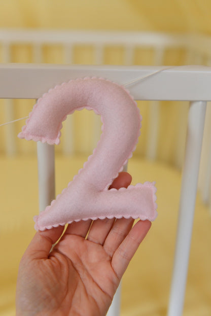 Pastel Pink Personalized Felt Name Banner With Scalloped Letters - Handmade Nursery, Playroom & Party Decor