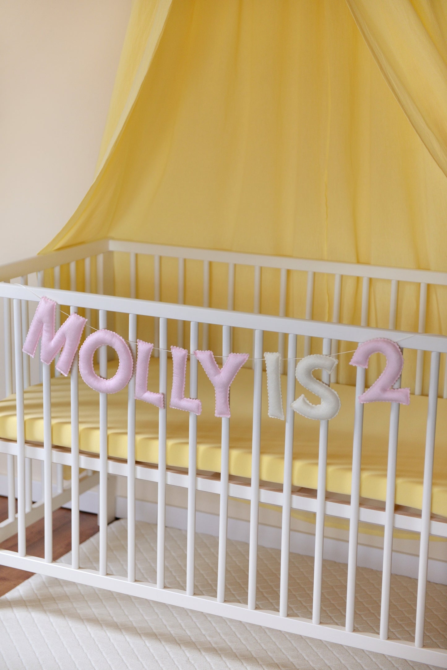 Pastel Pink Personalized Felt Name Banner With Scalloped Letters - Handmade Nursery, Playroom & Party Decor