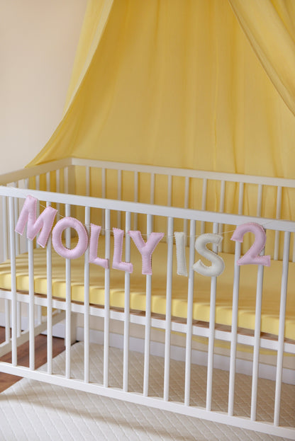 Pastel Pink Personalized Felt Name Banner With Scalloped Letters - Handmade Nursery, Playroom & Party Decor