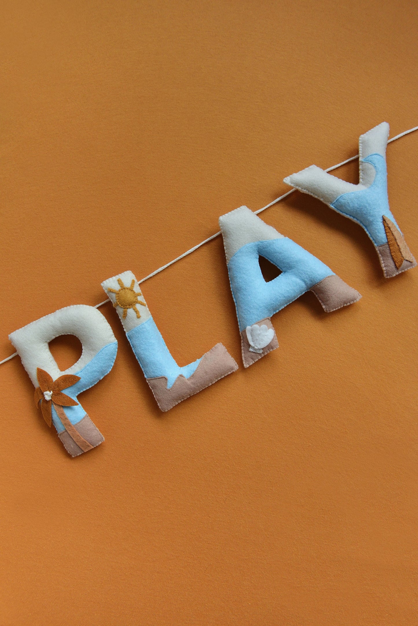 Sunny Surf PLAY Felt Banner - Handmade Coastal Playroom Wall Decor