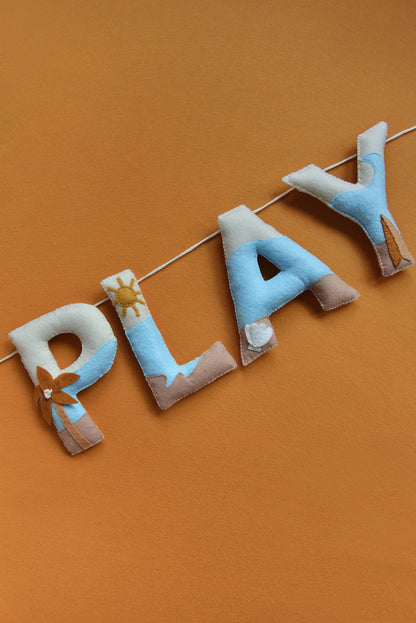 Sunny Surf PLAY Felt Banner - Handmade Coastal Playroom Wall Decor
