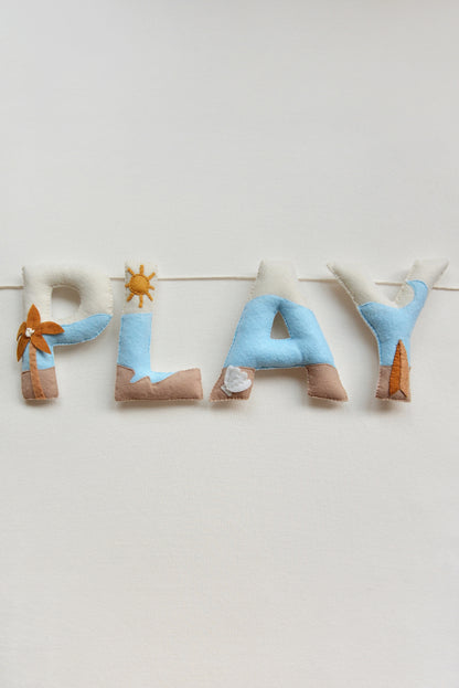 Sunny Surf PLAY Felt Banner - Handmade Coastal Playroom Wall Decor
