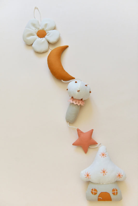 Pastel Cottagecore Mushroom Village Hanging Bunting