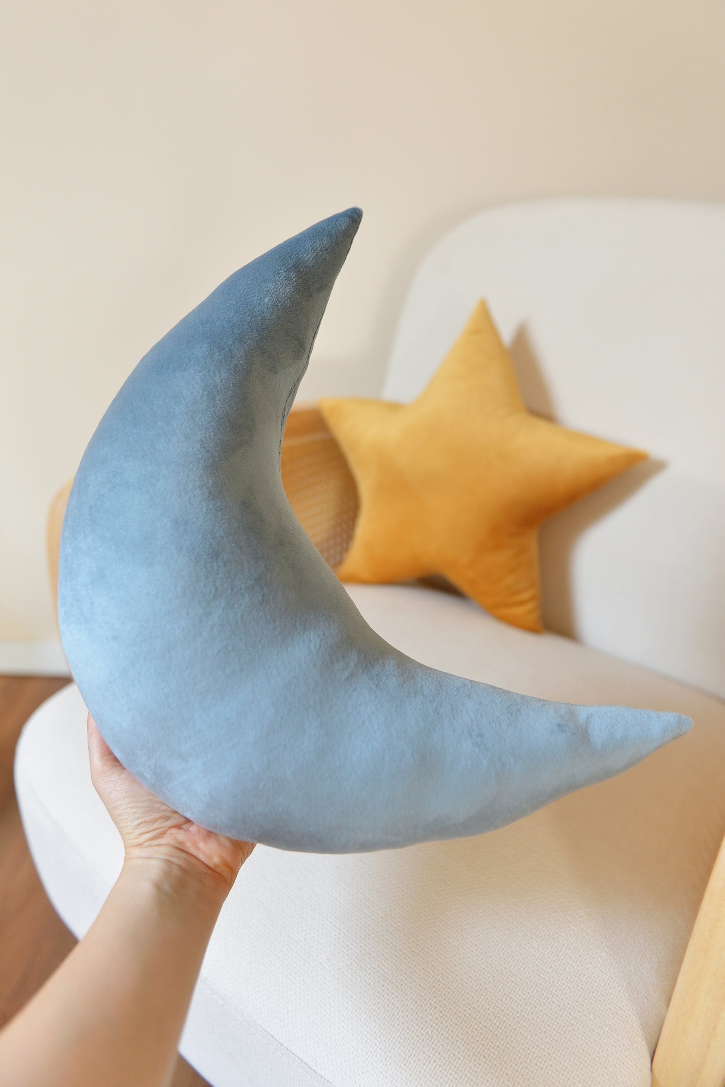Moon and Star Velvet Decor Pillow